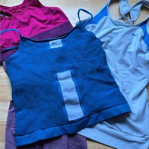 Nike Women's Tank Tops - Magenta, Blue, and White